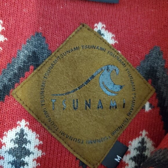 Tsunami 1/2 Zip Fleece Pullover Shirt Men Medium Red Black Aztec Chevron Outdoor - Picture 4 of 16